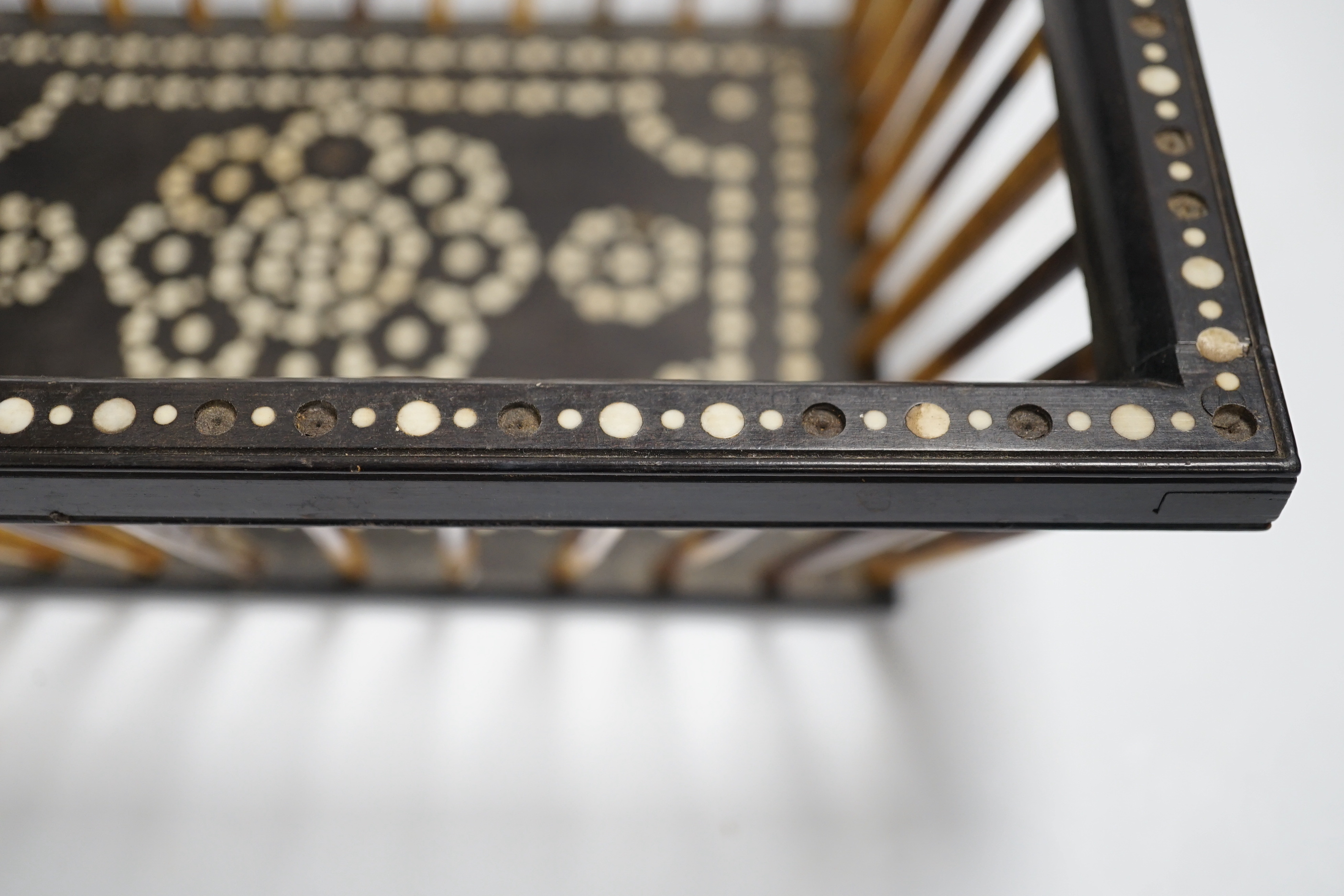 A 19th century Sri Lankan porcupine quill basket, 26 x 20.5 x 9cm
